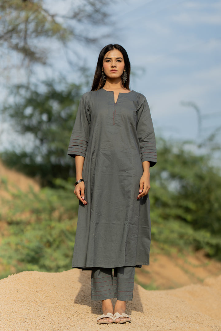 Fossil Grey Kurta Set