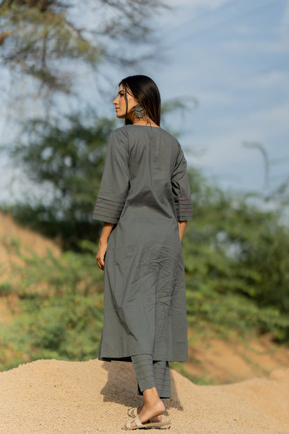 Fossil Grey Kurta Set