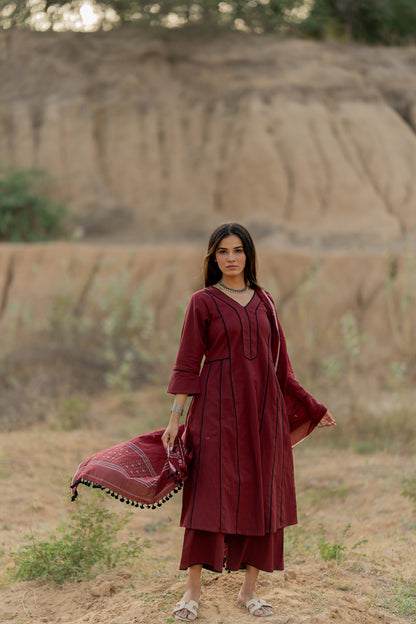 Mahogany Maroon Kurta Set