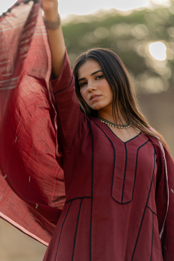 Mahogany Maroon Kurta Set