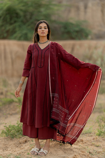 Mahogany Maroon Kurta Set