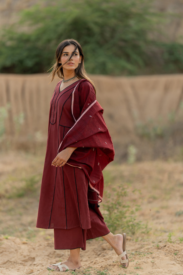 Mahogany Maroon Kurta Set