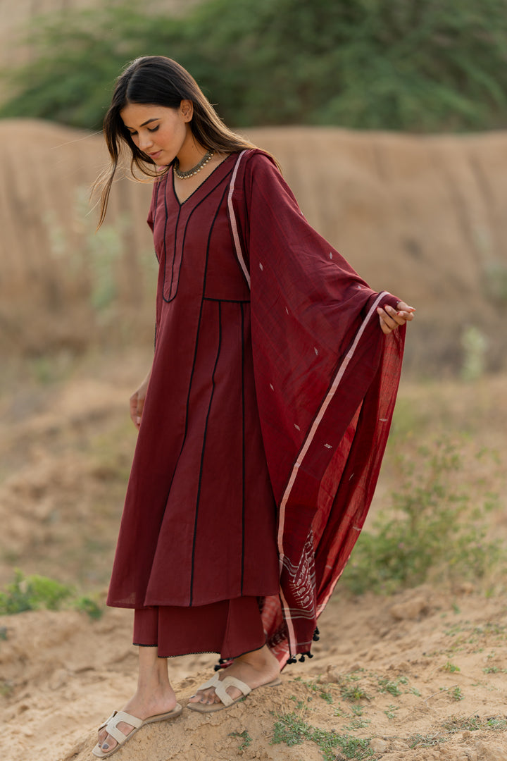 Mahogany Maroon Kurta Set