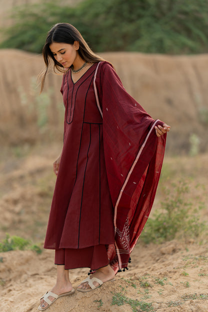 Mahogany Maroon Kurta Set