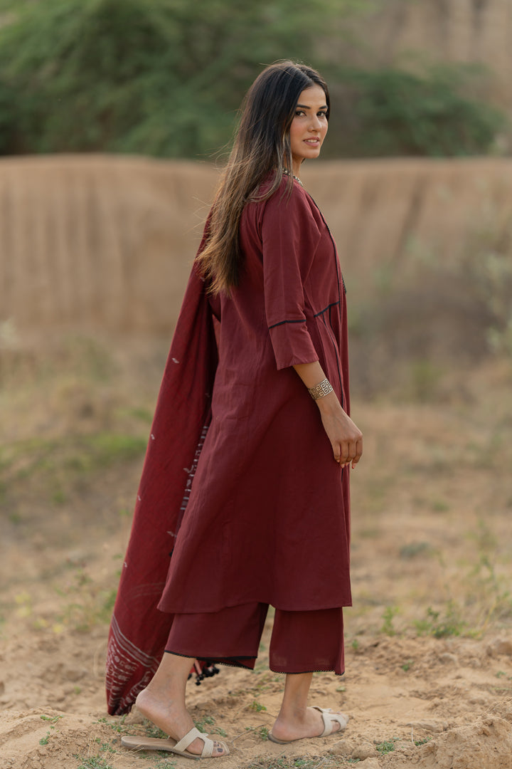 Mahogany Maroon Kurta Set