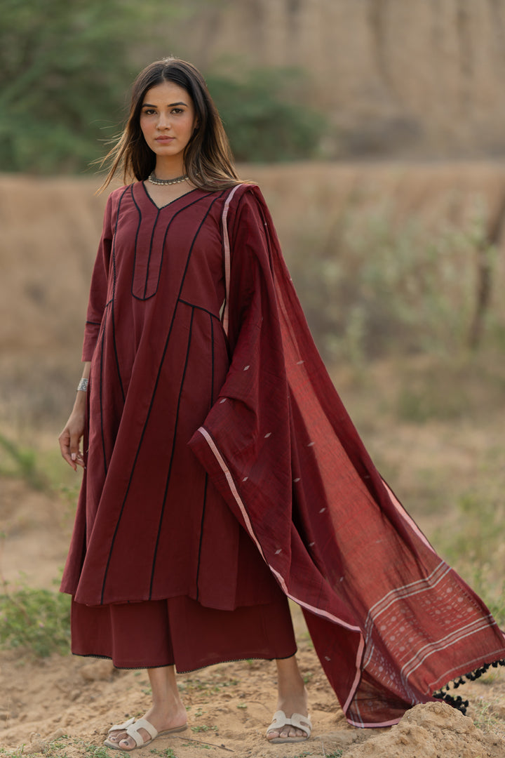 Mahogany Maroon Kurta Set