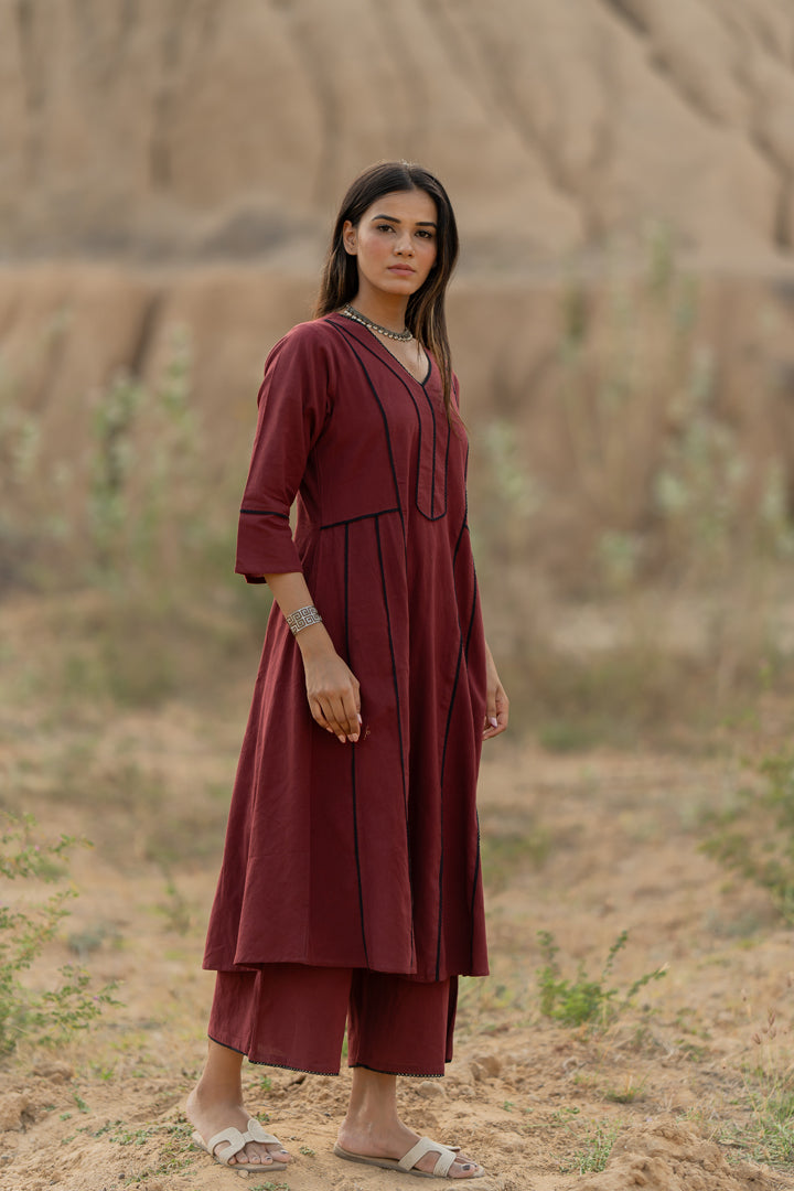 Mahogany Maroon Kurta Set