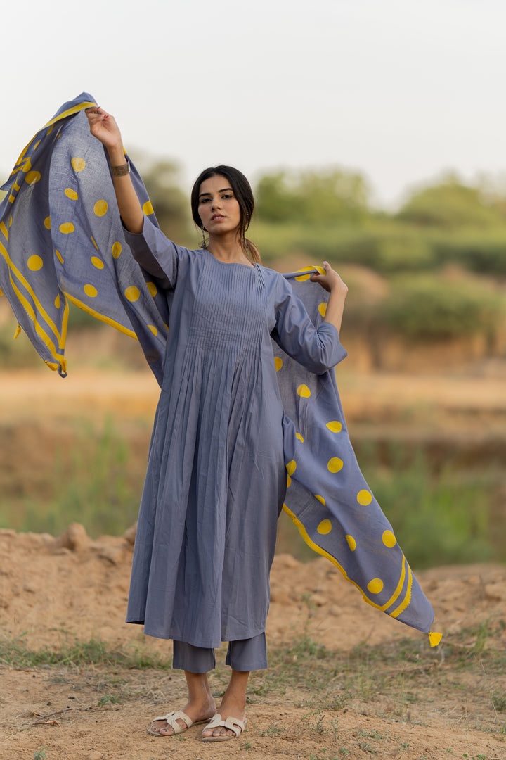 Iris Blue Kurta Set with Dupatta