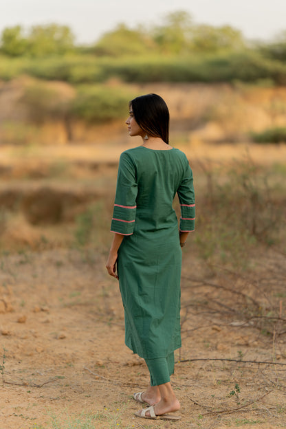 Fern Green Kurta Set with Dupatta