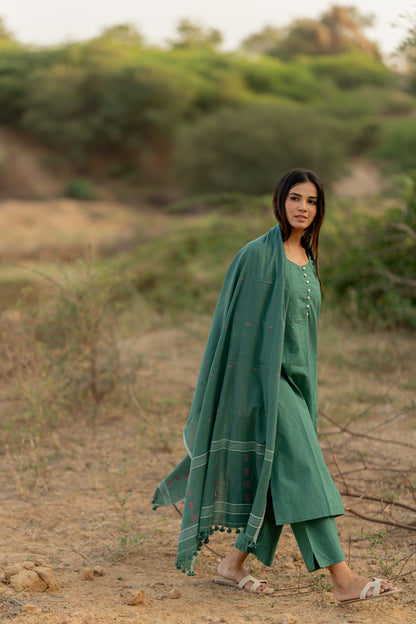 Fern Green Kurta Set with Dupatta