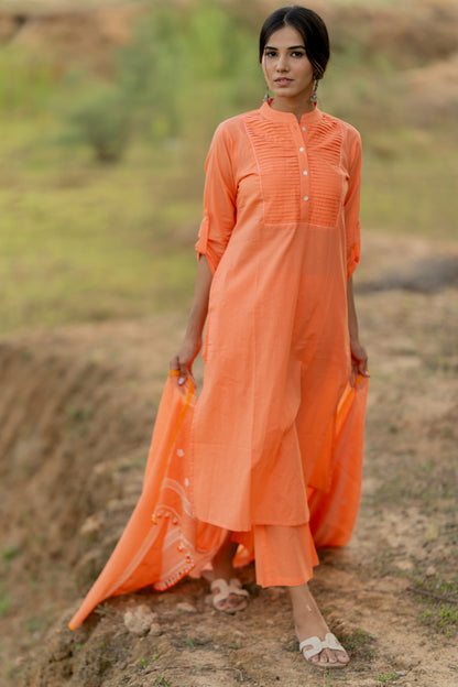 Blush Peach Kurta Set with Dupatta