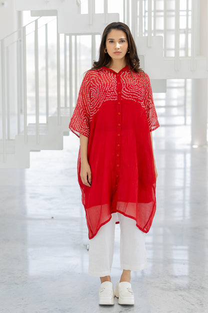 Ruby Swirl Bandhani Tunic Set