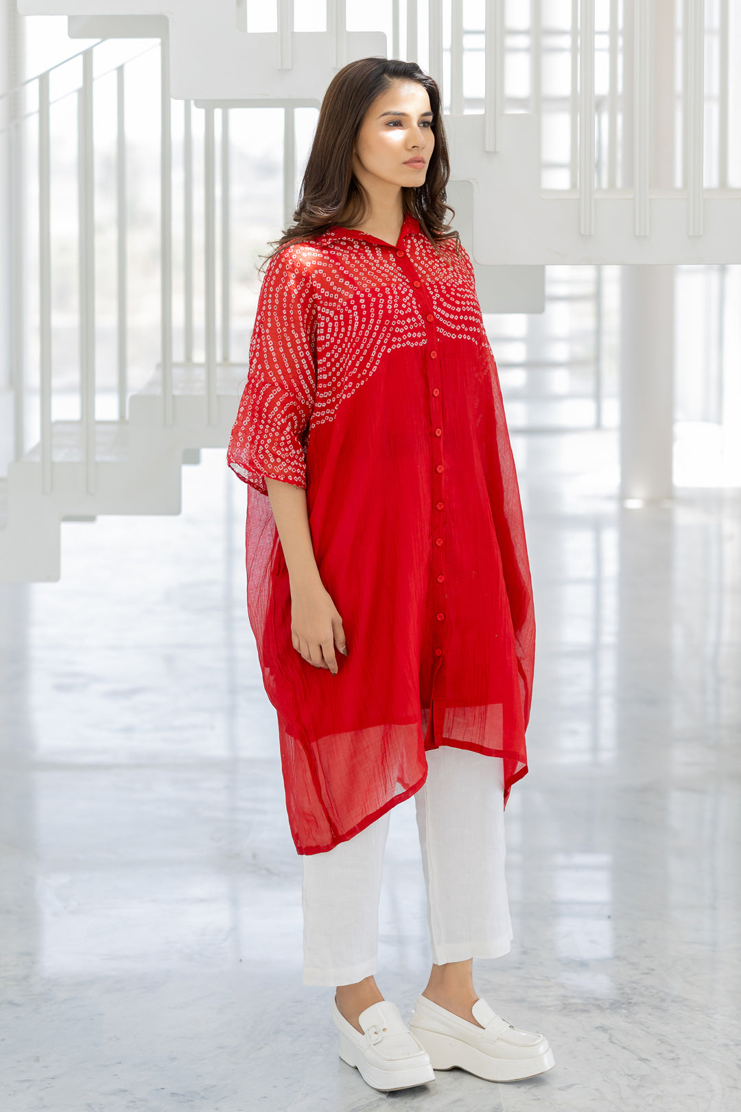 Ruby Swirl Bandhani Tunic Set