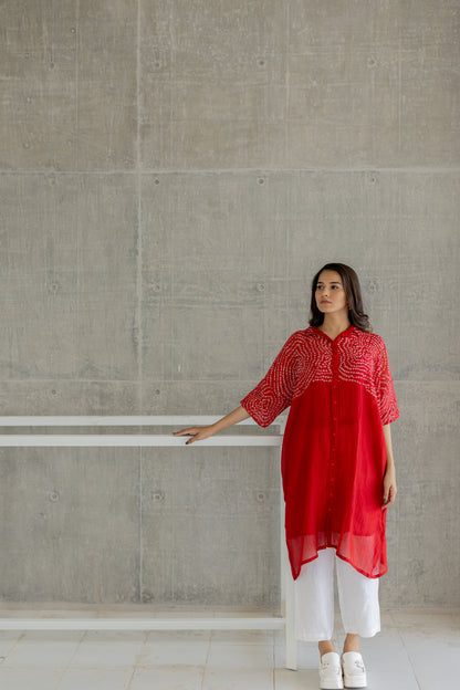 Ruby Swirl Bandhani Tunic