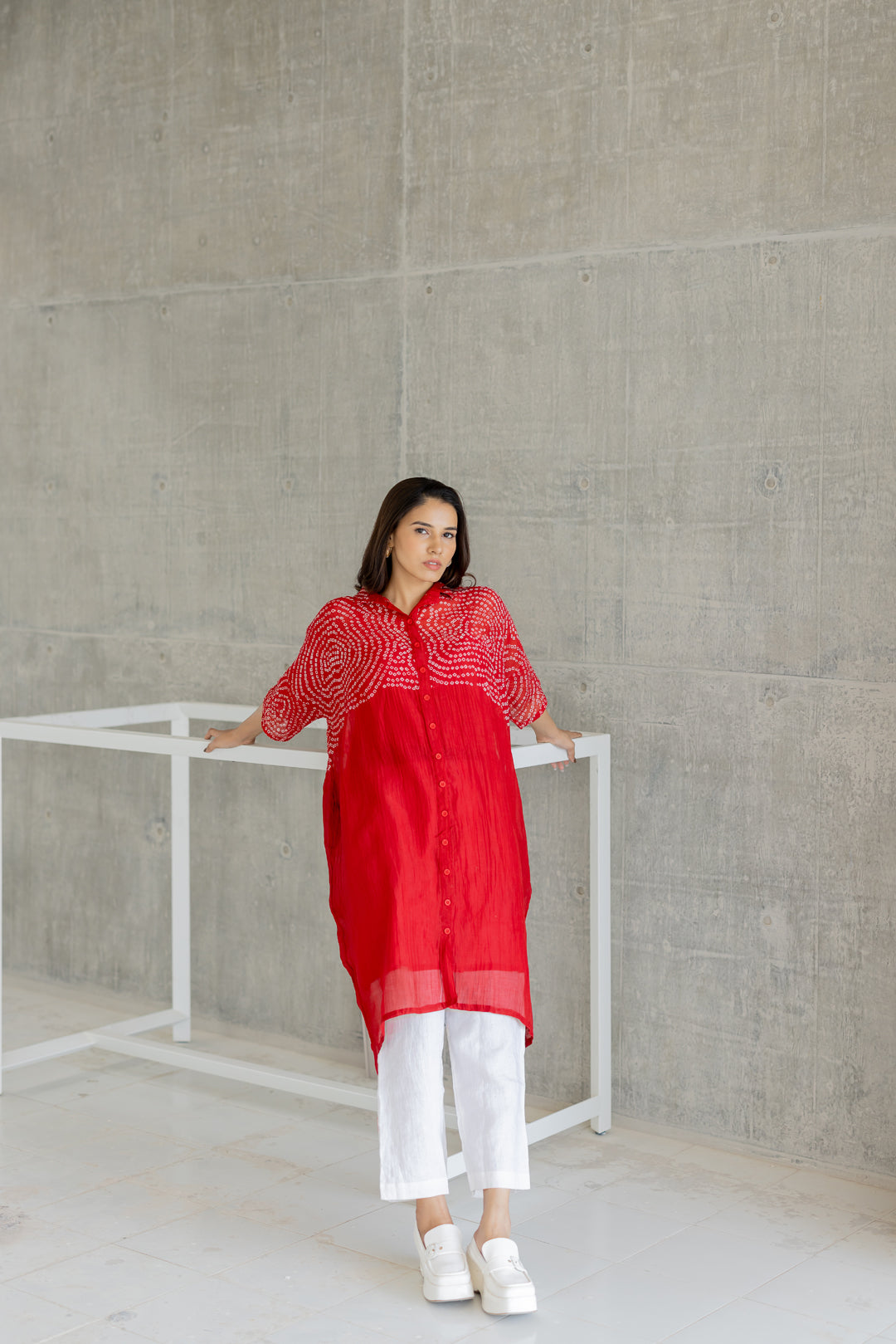 Ruby Swirl Bandhani Tunic Set