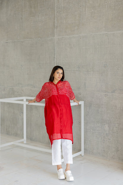 Ruby Swirl Bandhani Tunic