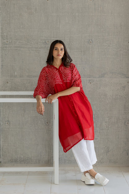 Ruby Swirl Bandhani Tunic