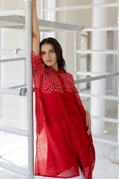 Ruby Swirl Bandhani Tunic