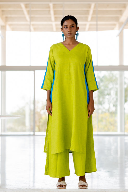 Avocado Azure Box Slit Kurta