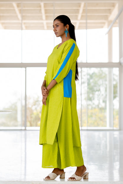 Avocado Azure Box Slit Kurta