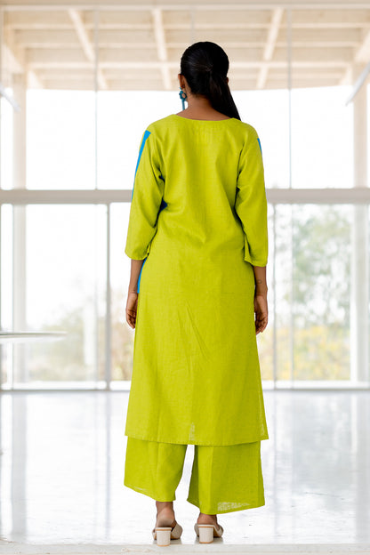 Avocado Azure Box Slit Kurta