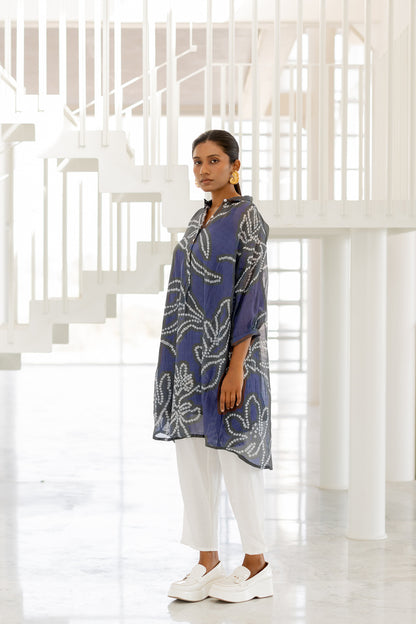 Blue Wildflower Bandhej Tunic