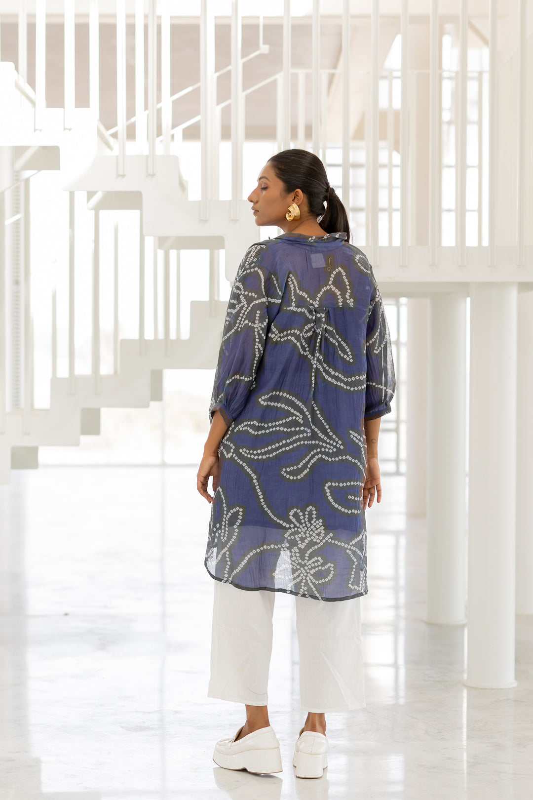 Blue Wildflower Bandhej Tunic