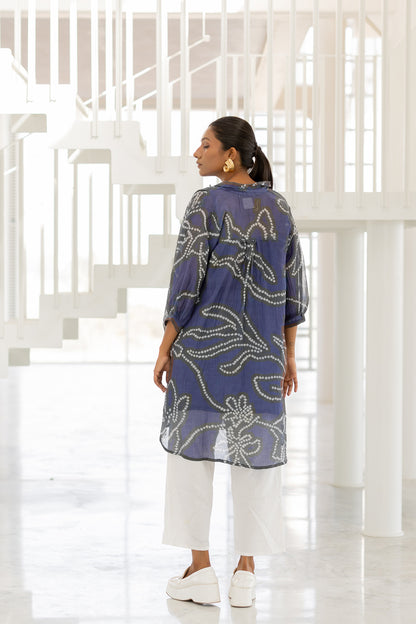 Blue Wildflower Bandhej Tunic