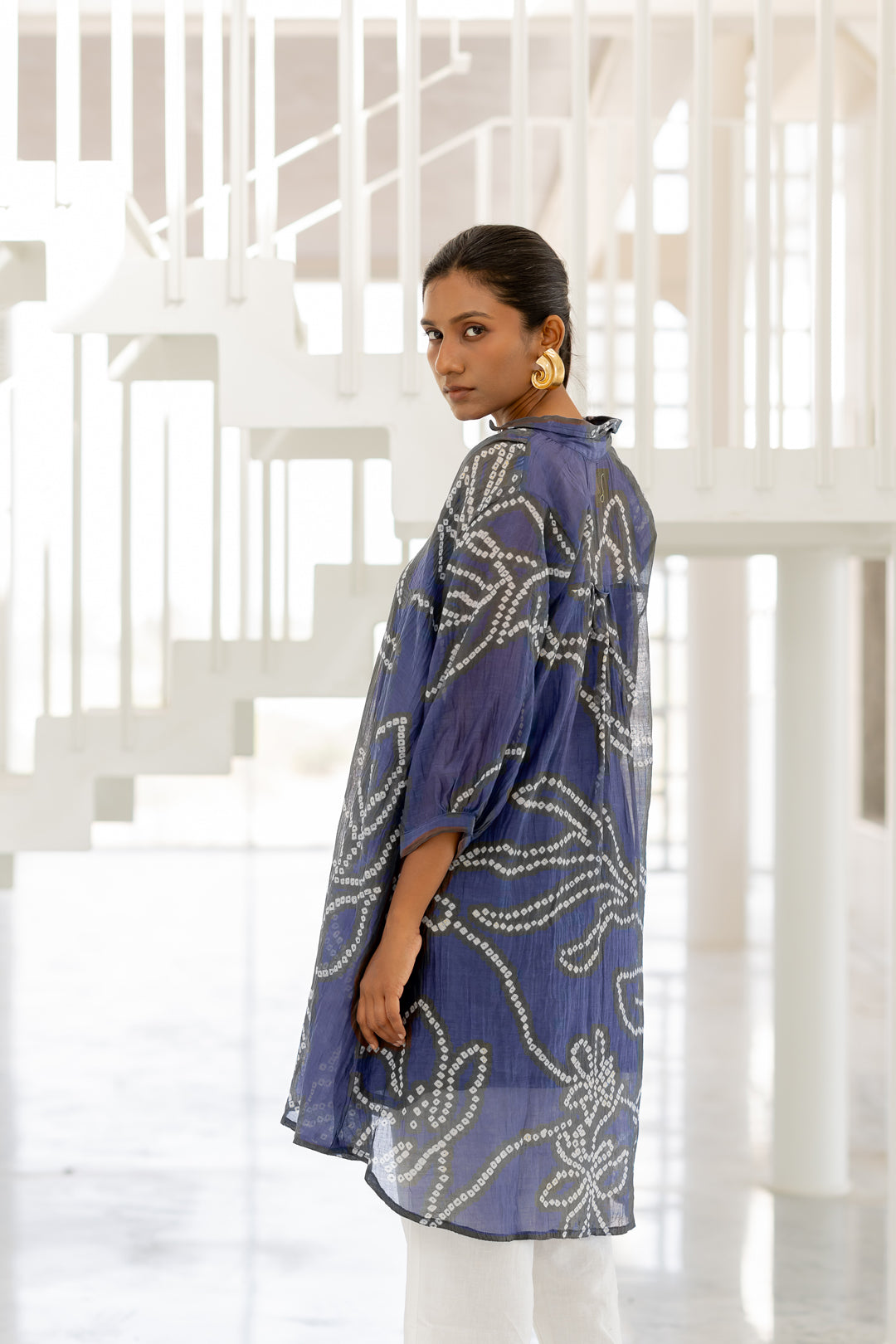 Blue Wildflower Bandhej Tunic