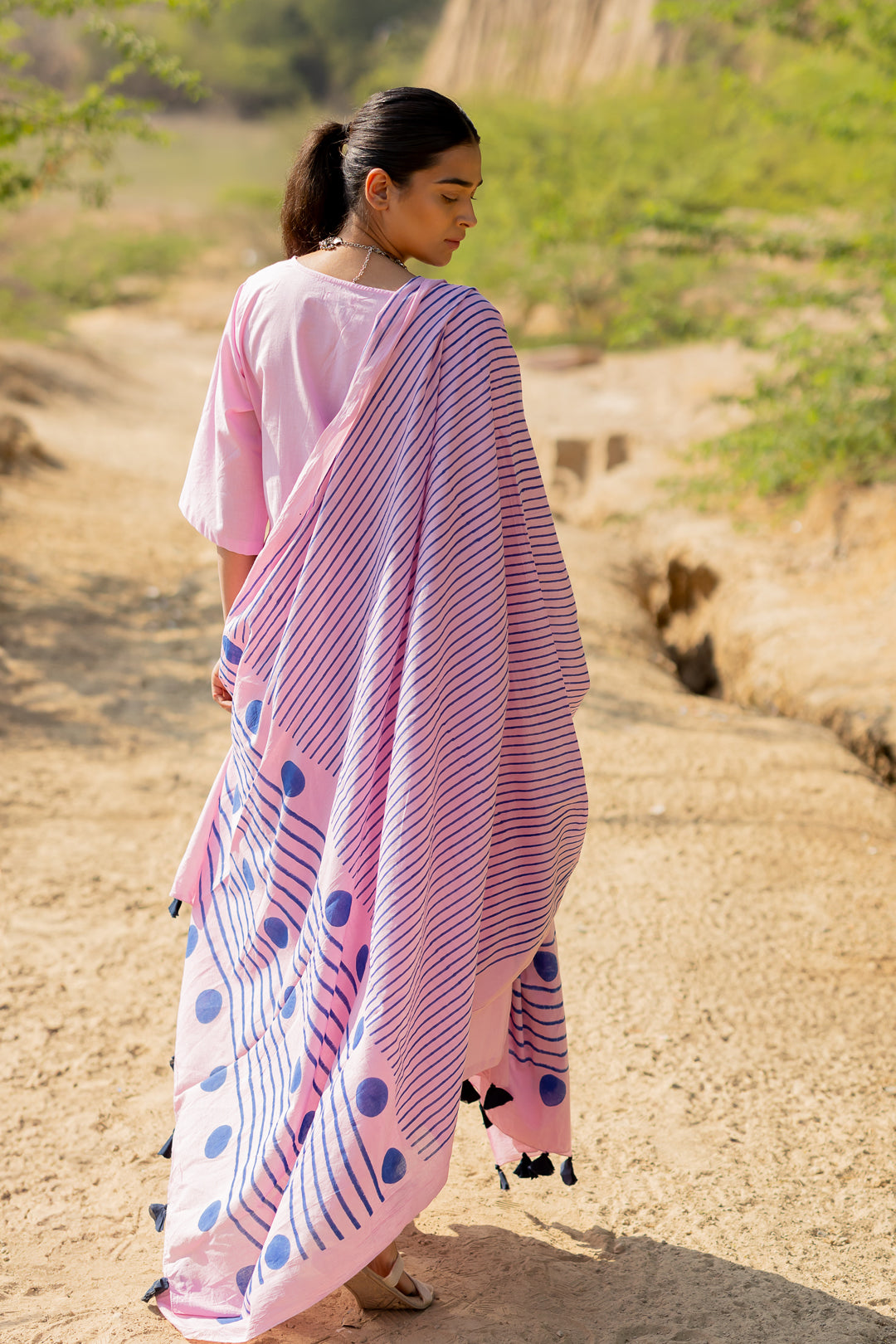 Taffy Pink Kurta Set with Block Printed Dupatta