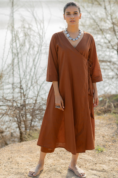 Mocha Brown Wrap Kurta Set