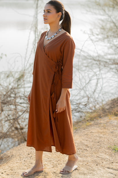 Mocha Brown Wrap Kurta Set