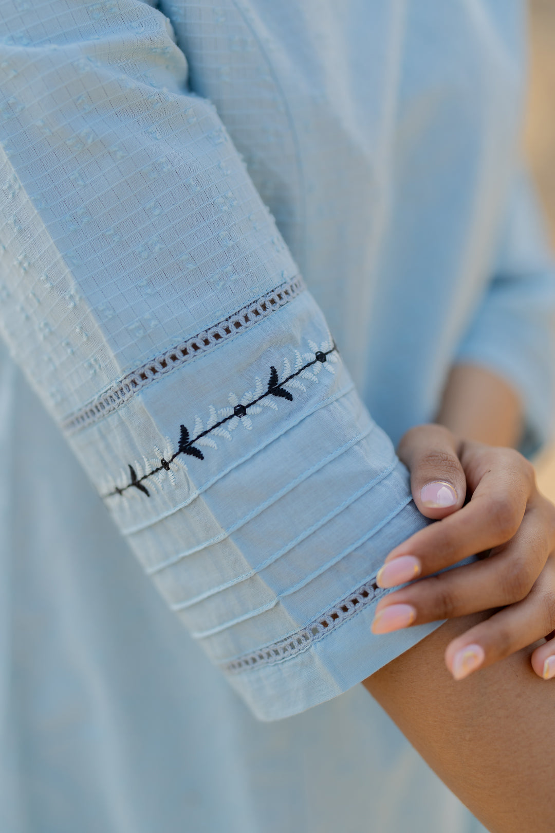 Soft Blue Handloom Cotton Kurta Set