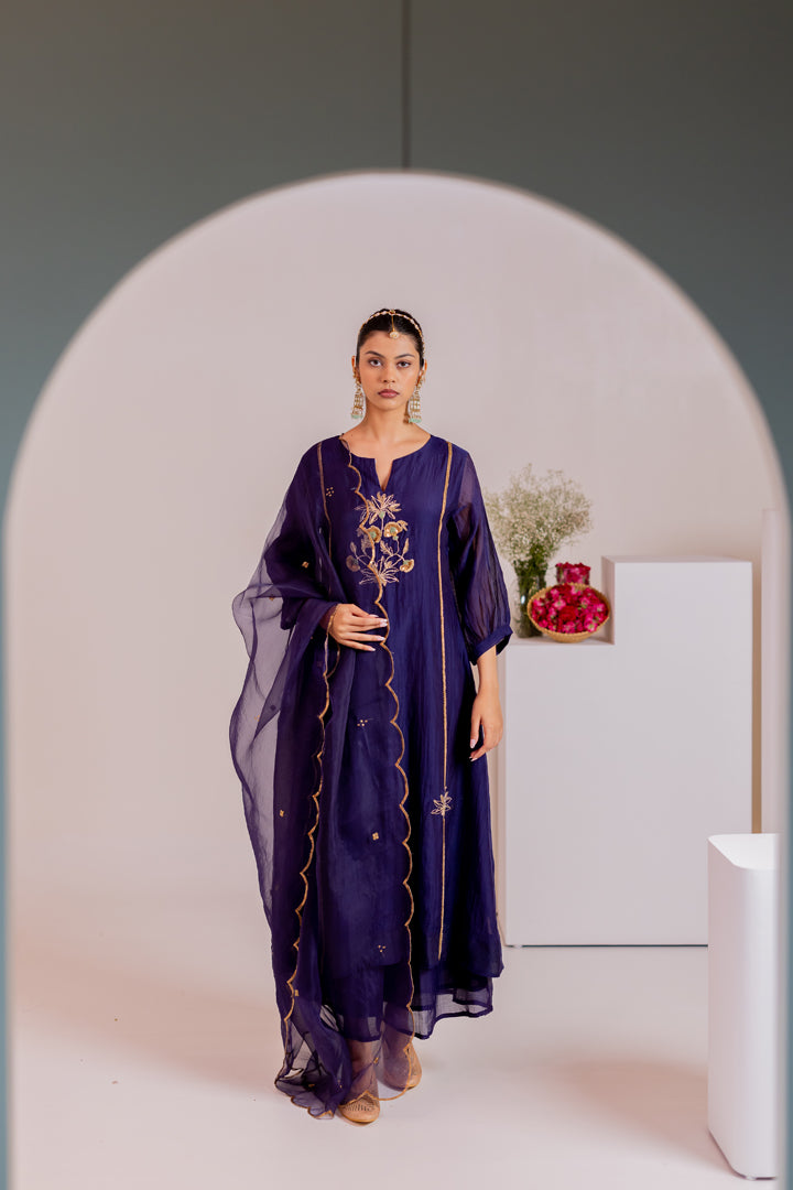 Aabroo Kurta Set with Organza Dupatta