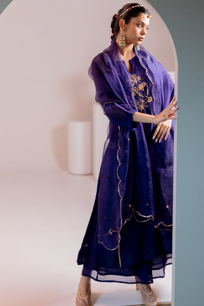 Aabroo Kurta Set with Organza Dupatta