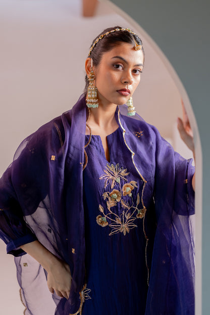 Aabroo Kurta Set with Organza Dupatta