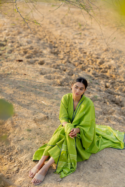 Green Pear Kalidaar Set with Jaamdani Dupatta