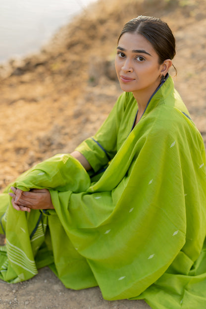 Green Pear Kalidaar Set with Jaamdani Dupatta