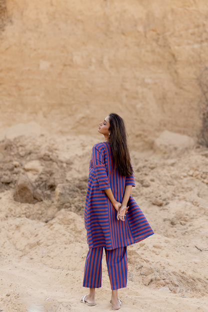 Rustic Indigo Stripes Co-ord Set