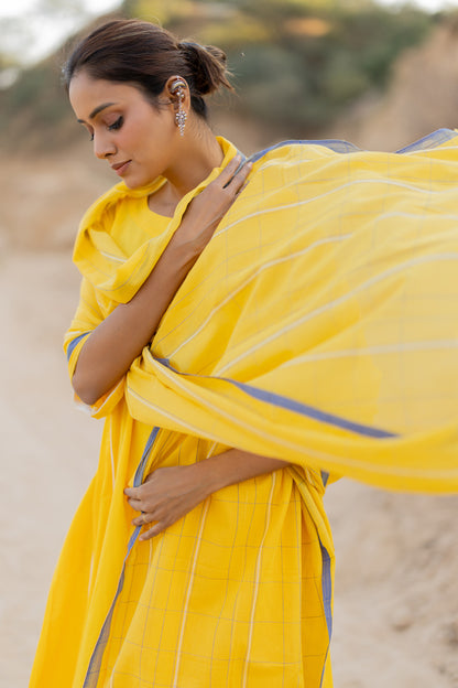 Sunshine Yellow Kurta Set with Handloom Dupatta