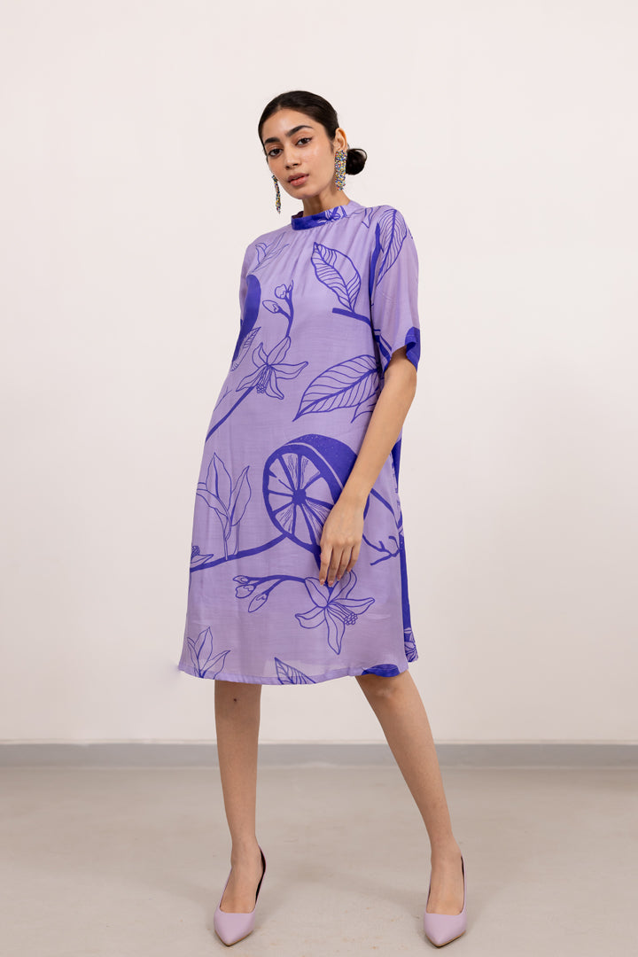 Purple lily Printed Dress