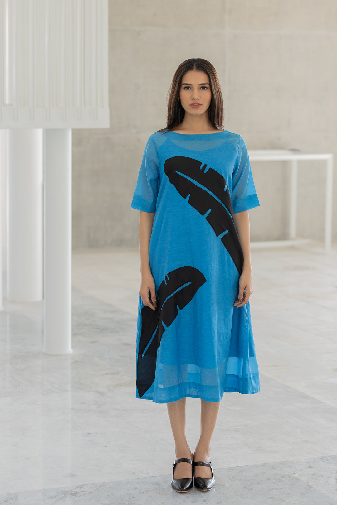 Azure Black Applique Dress