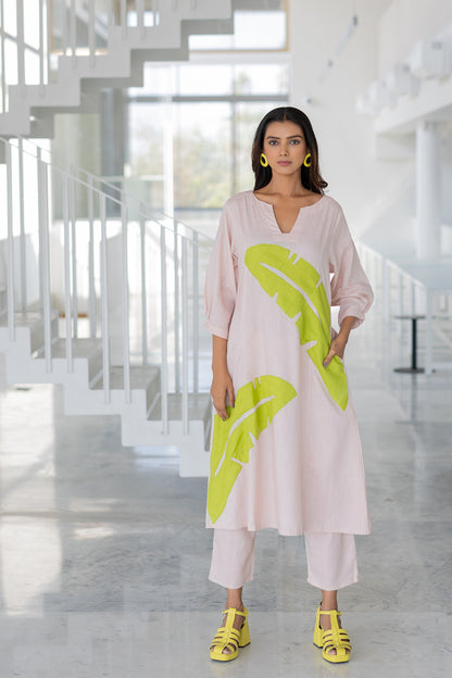 Blush Basil Applique Kurta Set