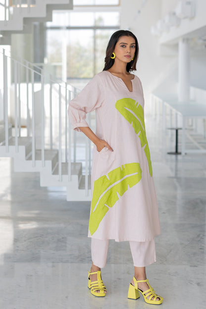 Blush Basil Applique Kurta Set