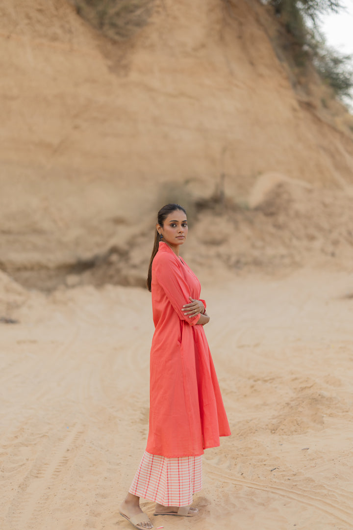 Salmon Pink Kurta Set