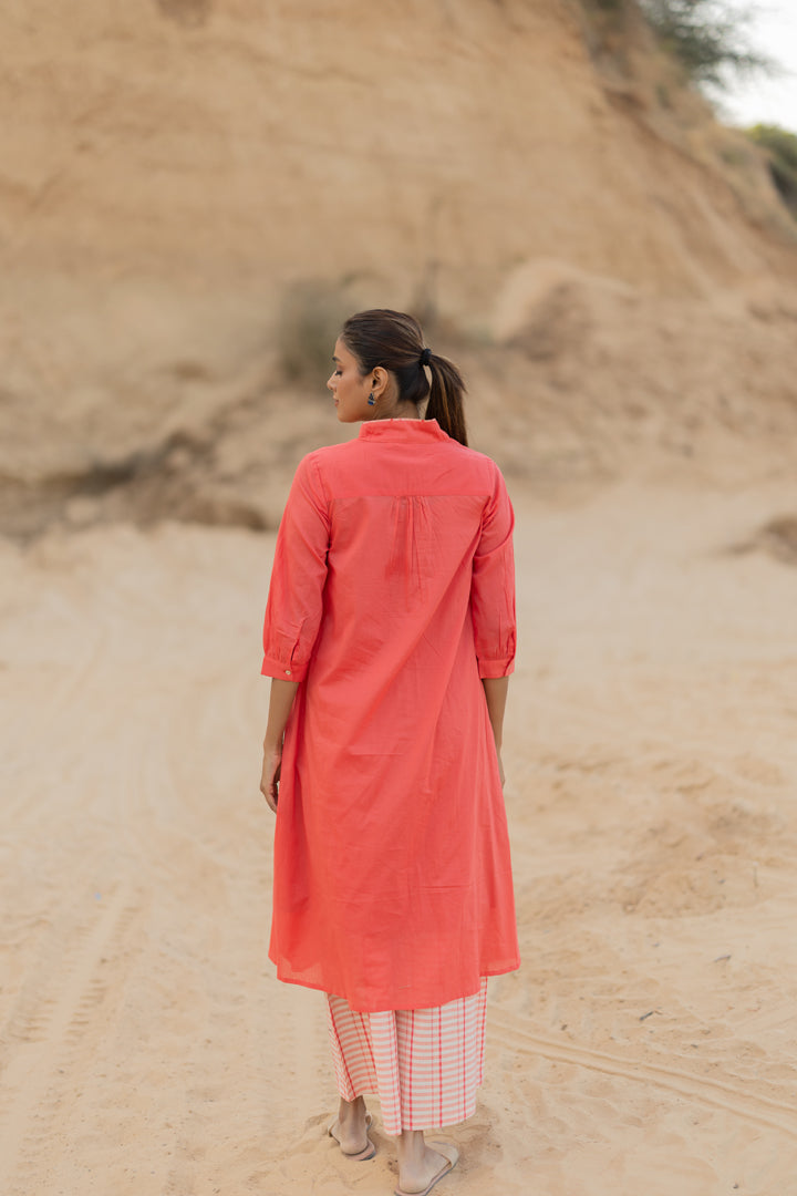 Salmon Pink Kurta Set