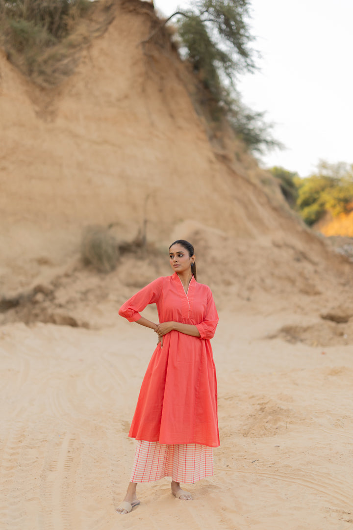 Salmon Pink Kurta Set