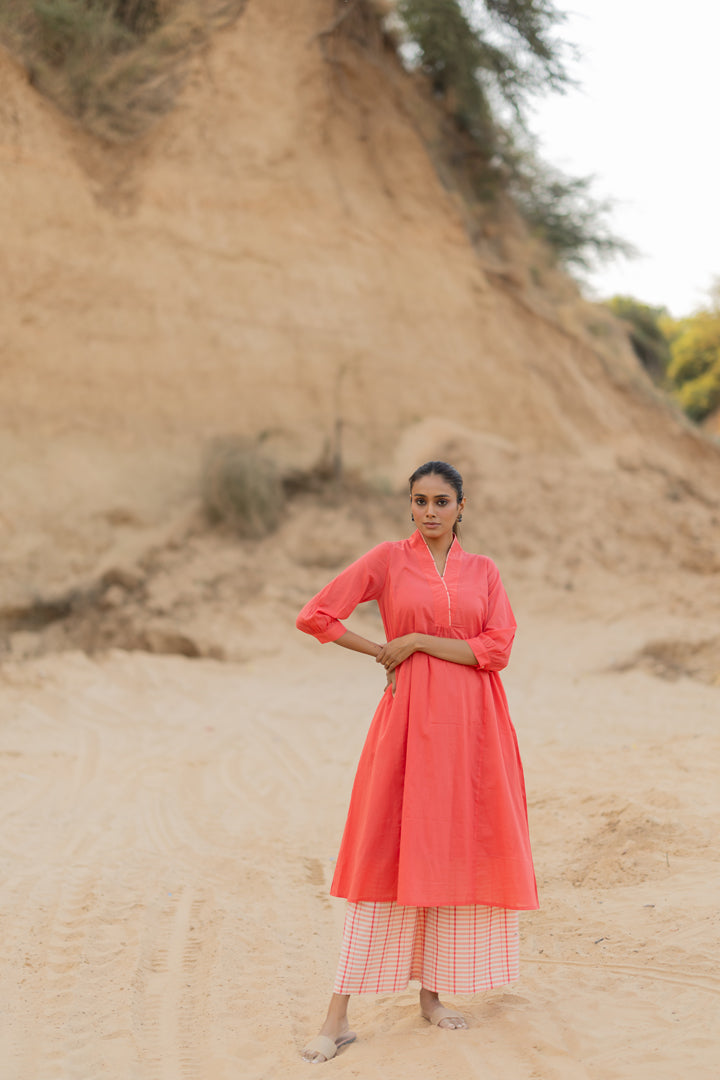 Salmon Pink Kurta Set