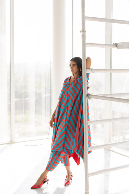 Poppy and Blue Stripe Kurta