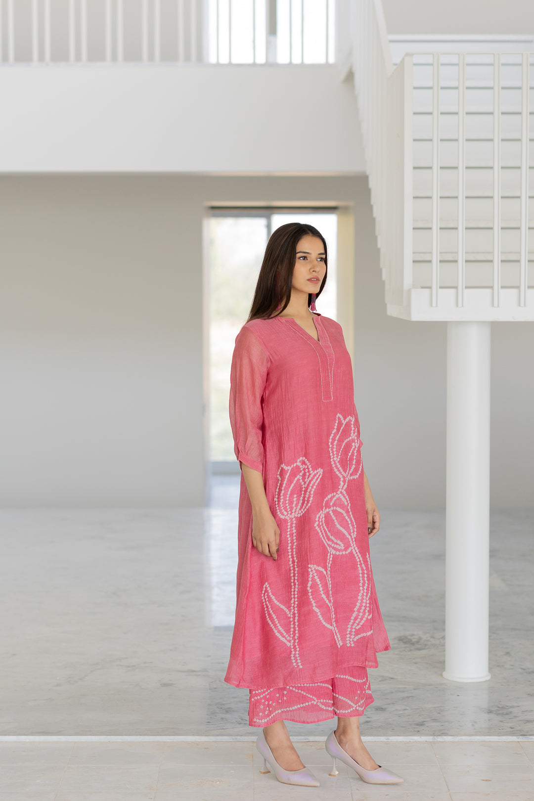 Misty Tulips Bandhani Kurta